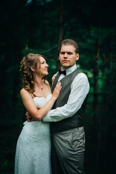 Young bride and groom in the style of provence.