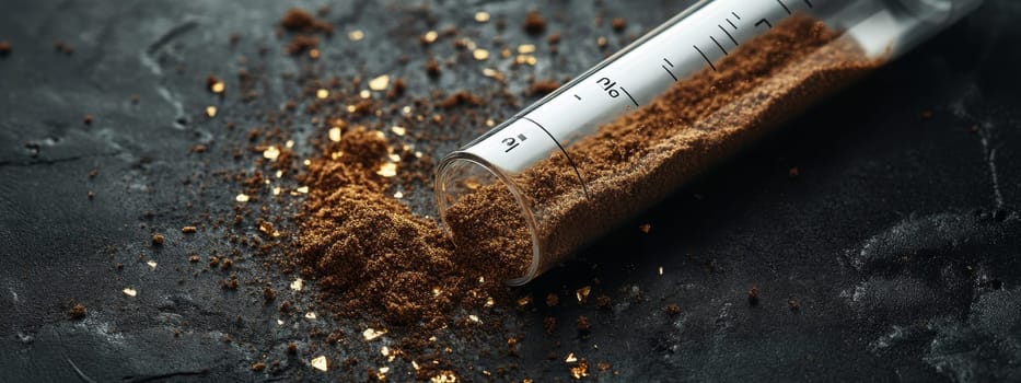 soil testing with a test tube in the soil, Generative AI, food
