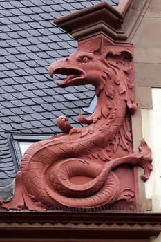 Mythical creatures as an architectural detail in Heidelberg's main street