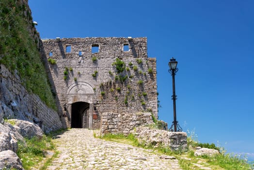 Entrance to historic Rozafa Castle in Shkoder, Albania