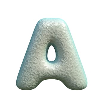 Grey blue clay font Letter A 3D rendering illustration isolated on white background