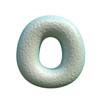 Grey blue clay font Letter O 3D rendering illustration isolated on white background