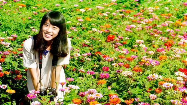 Taoyuan, Taiwan - 3 Nov 2016: Flower Sea Season in Farmland, Taoyuan, Taiwan