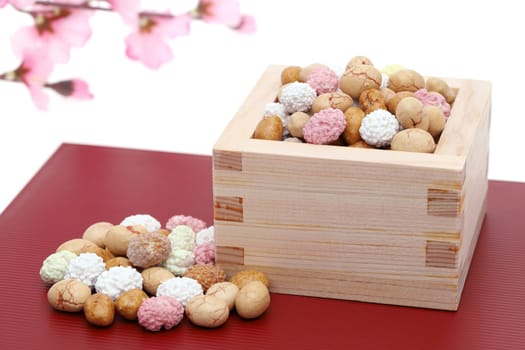 Japanese traditional event, soybean snacks are used on an annual event /Setsubun.