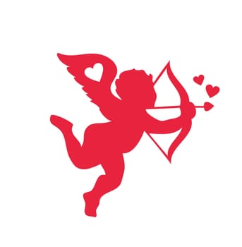 cupid red valentines love angel flying illustration