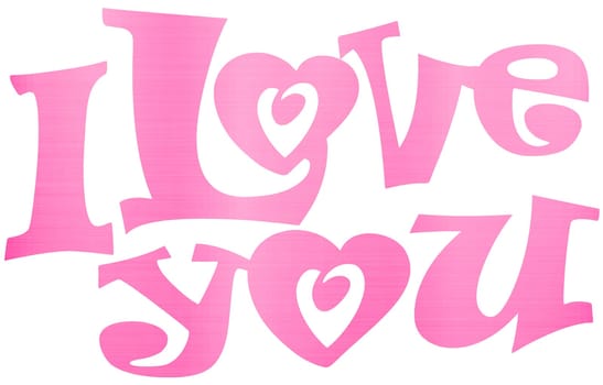 i love you lettering metallic pink illustration