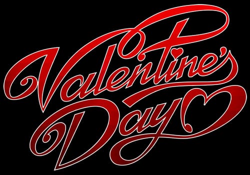 valentines day red metallic lettering love menssage illustration
