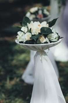 beautiful wedding bouquet decor of cream roses.