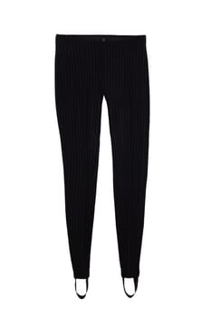 Business fashion. A female elegant black pants in pencil style isolated on a white background. Businesswomen clothes.