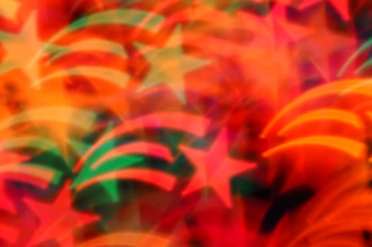 Shooting stars abstract lights motion blur. Colorful festive background.