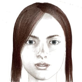 Sketch of a young woman. Abstract digitally created illustration.