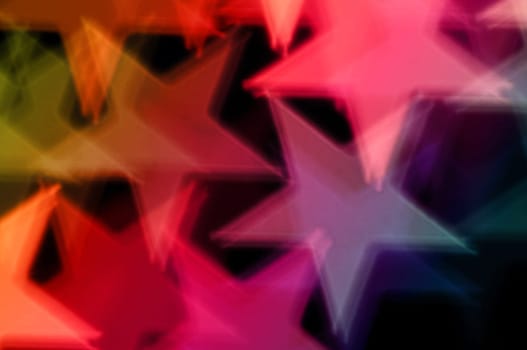 Colorful stars abstract shiny shapes blur. Holiday background.