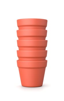 Stack of Earthenware Pots Isolated on White Background 3D Illustration