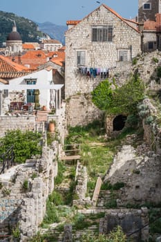Dubrovnik, Croatia - April 2018 : Historical residential buildings in the Dubrovnik Old Town