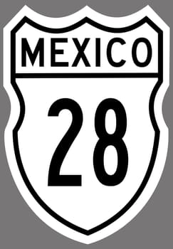 mexican federal highway sign plate 28 illustration