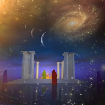 Ancient temple and its mysterious priests