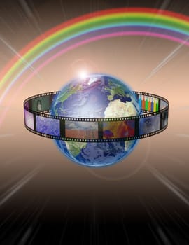 Planet Earth with film strip