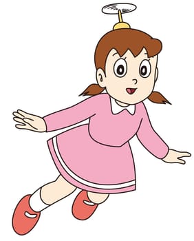 Shizuka Minamoto flying character japan manga illustration