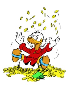 uncle scrooge mcduck gold coins illustration cartoon