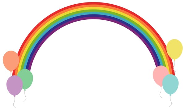rainbow nature colorful curve arch balloons anniversary illustration