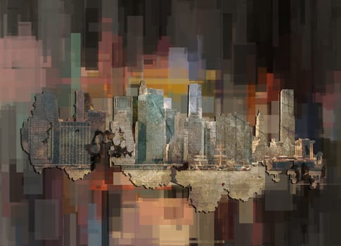 New York, Manhattan. Abstract geometric background. 3D rendering