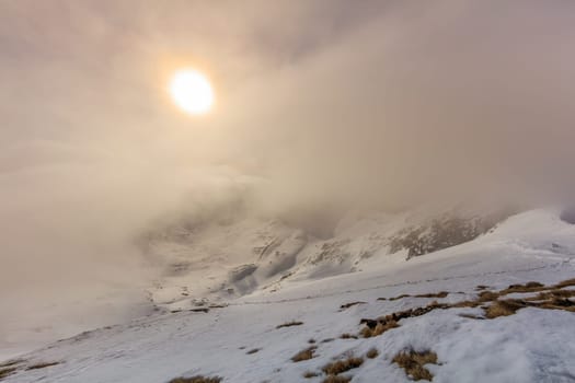 sunrise in the Fagaras Mountains, Romania. Europe