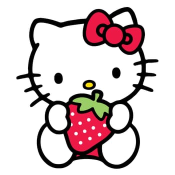 Hello Kitty red  strawberry  character  illustration