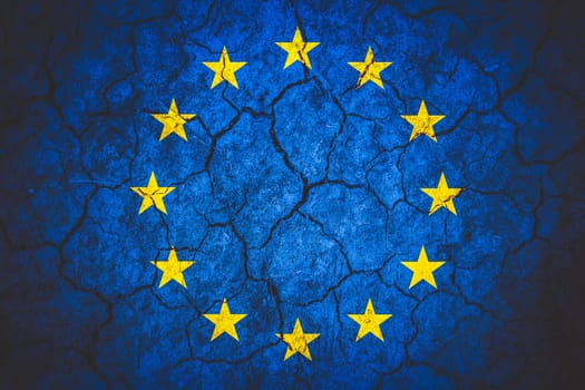 brexit concept - EU flag on grunge background