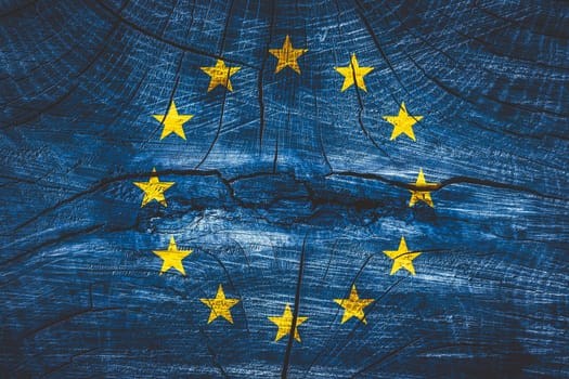 brexit concept - EU flag on grunge background