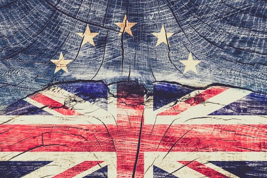 brexit concept - EUand UK flag on grunge background