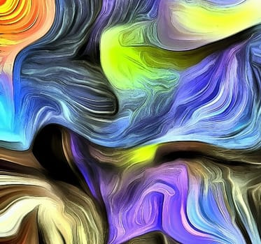 Dimensional Layered Abstract of Swirling Colors. 3D rendering