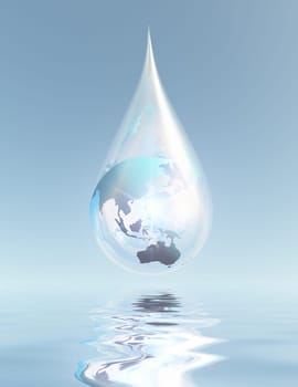 Australia and Asia droplet. Earth Water Resources