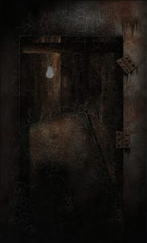 Broken door and light bulb.