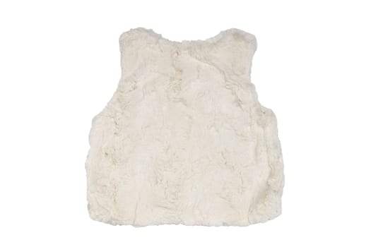 Fur vest. White fur vest for child girls for spring isolated on a white background. Child fashion.