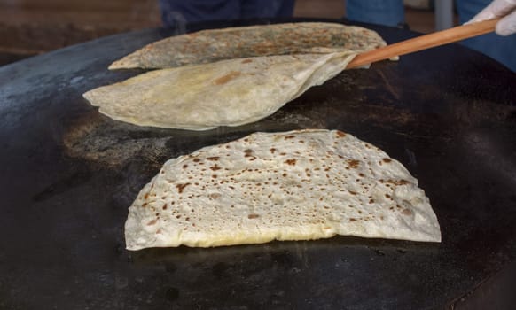 Home making of traditional turkish gozleme pancake