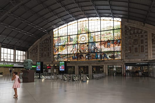 hall of the abando indalecio prieto train station in bilbao, spain