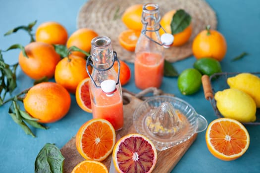Fresh pressed juice with bloodoranges, tangerines and lemons