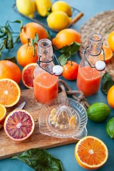 Fresh pressed juice with bloodoranges, tangerines and lemons