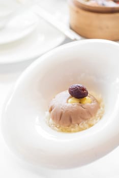 Chinese dessert, Chinese hot sticky rice and taro with ginkgo in sweet syrup