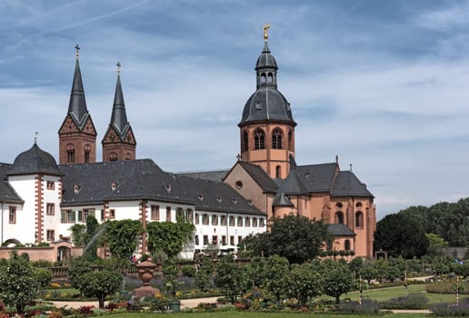 monastery seligenstadt (basilica of saint marcellinus and peter) and garden