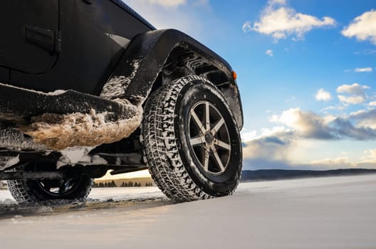 SUV in snow winter tire adventure.