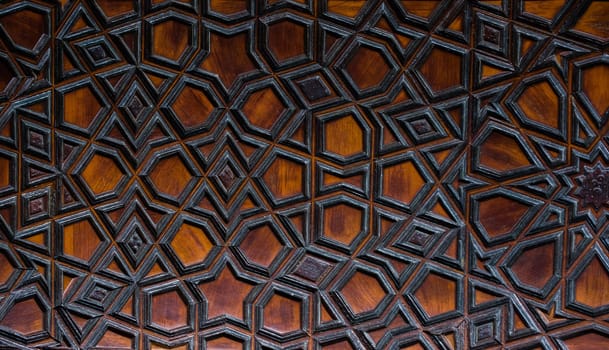 Ottoman Turkish  art with geometric patterns on wood