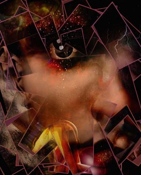 Surreal composition. Dark Emotion Face