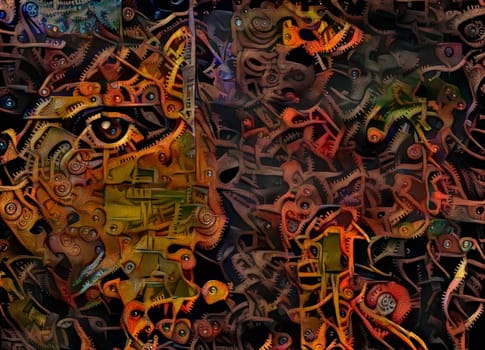 Abstract mechanic. Woman's face in cogwheels pattern