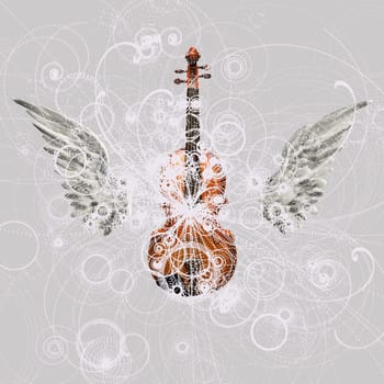 Violin with white wings
