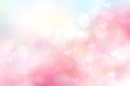 Abstract valentine background. Abtract festive blur pink pastel background with hearts for valentine or wedding. Romantic backdrop with space for your design. Card concept.