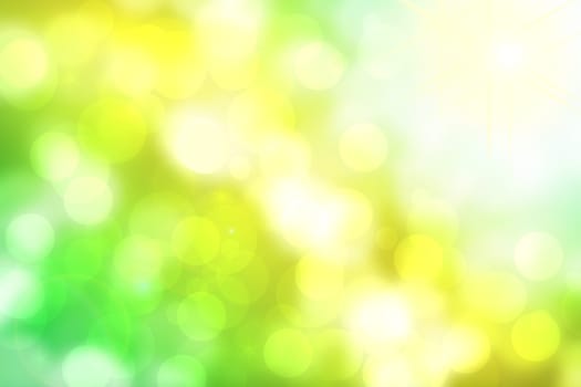 Abstract colorful gradient yellow green bokeh lights background texture. Beautiful bright backdrop.