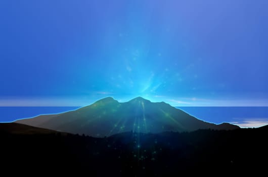 Mountain Landscape with blue light