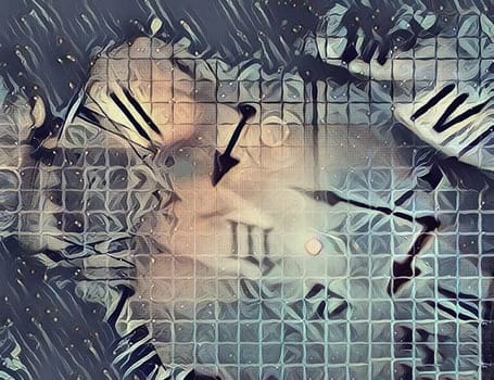 Abstract canvas. Roman numbers and clock hands. Time