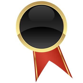 gold seal of quality template with red ribbons